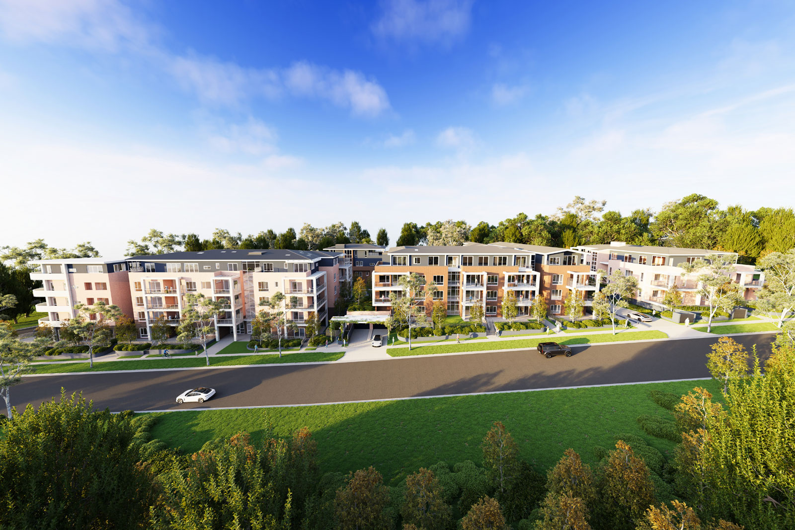 The Riverly seniors living community exterior render, Ryde NSW